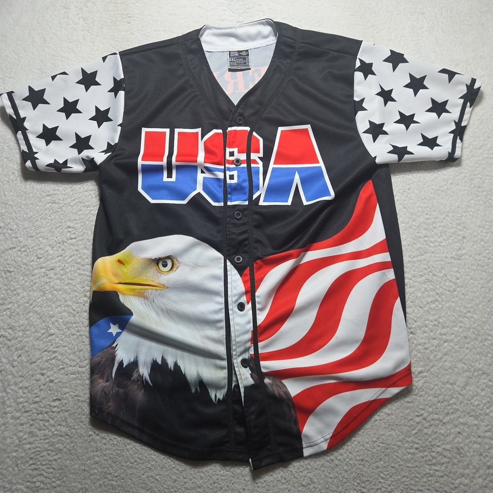 USA Drinking Team Jersey Adult Size 2XL baseball jersey America #1 Eagle Flag